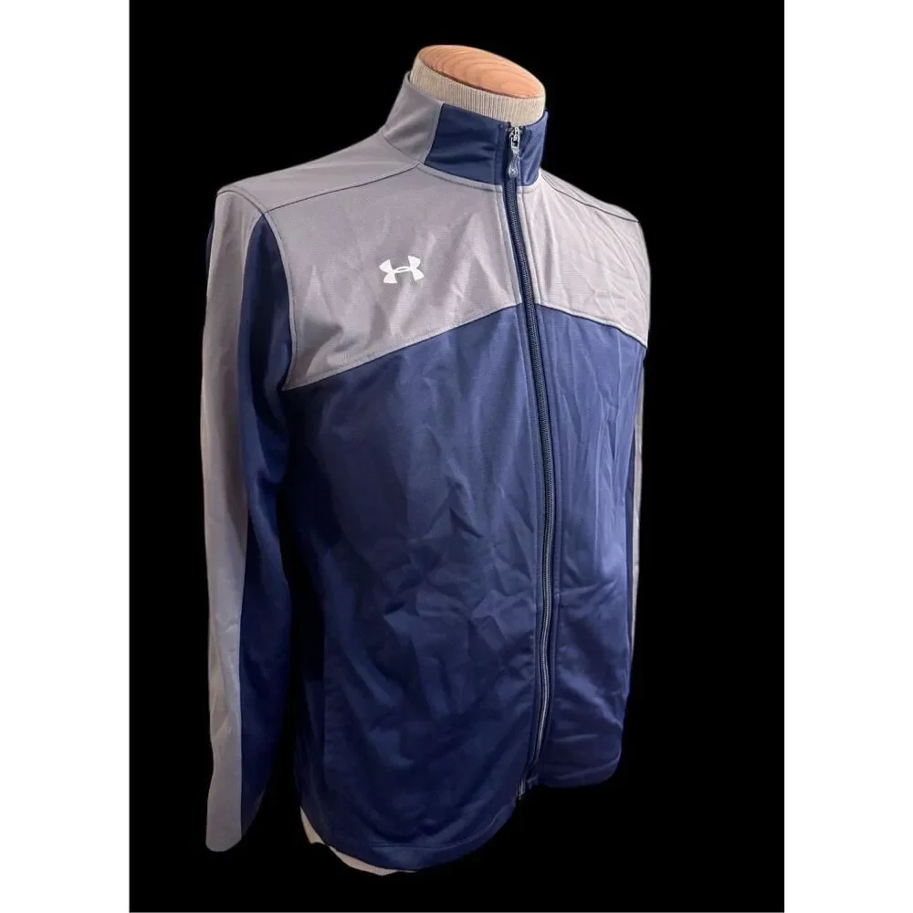 Under Armour Men’s Full Zip Navy Blue/Gray Warm Up Jacket Size Medium